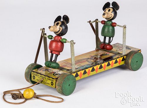 Appraisal: MICKEY MOUSE CIRCUS LITHOGRAPHED TIN PULL TOYNifty Mickey Mouse Circus