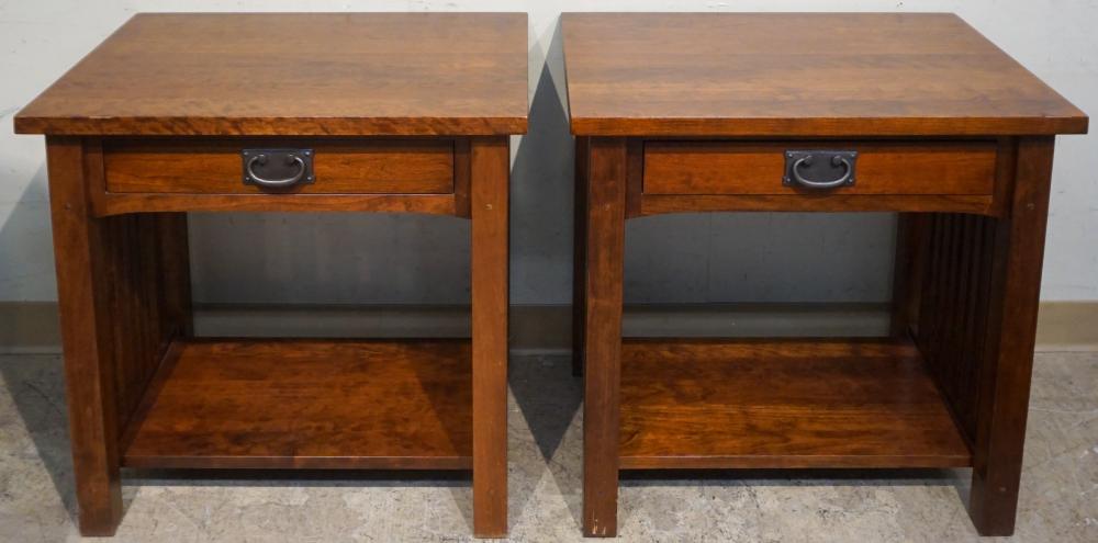 Appraisal: Pair of Arts and Crafts Style Stained Cherry Single Drawer