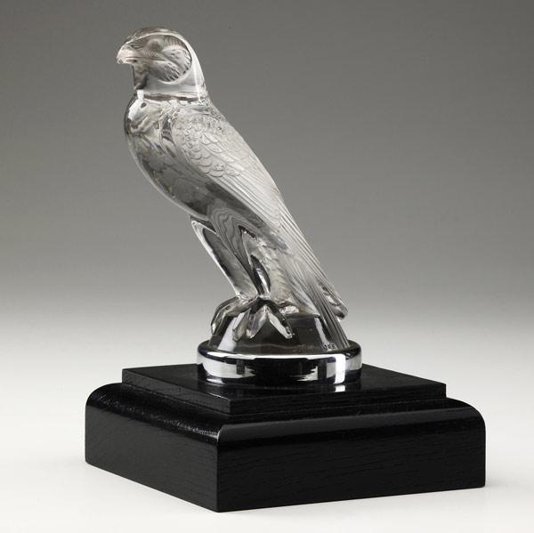 Appraisal: LALIQUE Faucon mascot hood ornament of clear and frosted glass