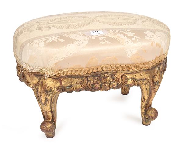 Appraisal: A CARVED GILT WOOD FOOT STOOL