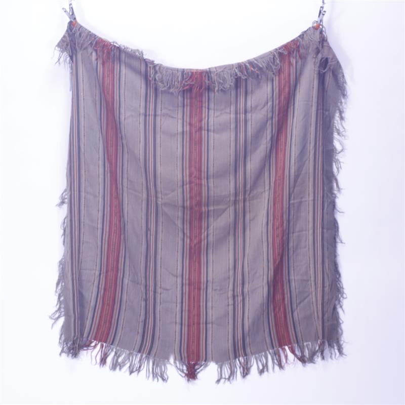 Appraisal: South Central American woven wool textile striped fringed shawl H