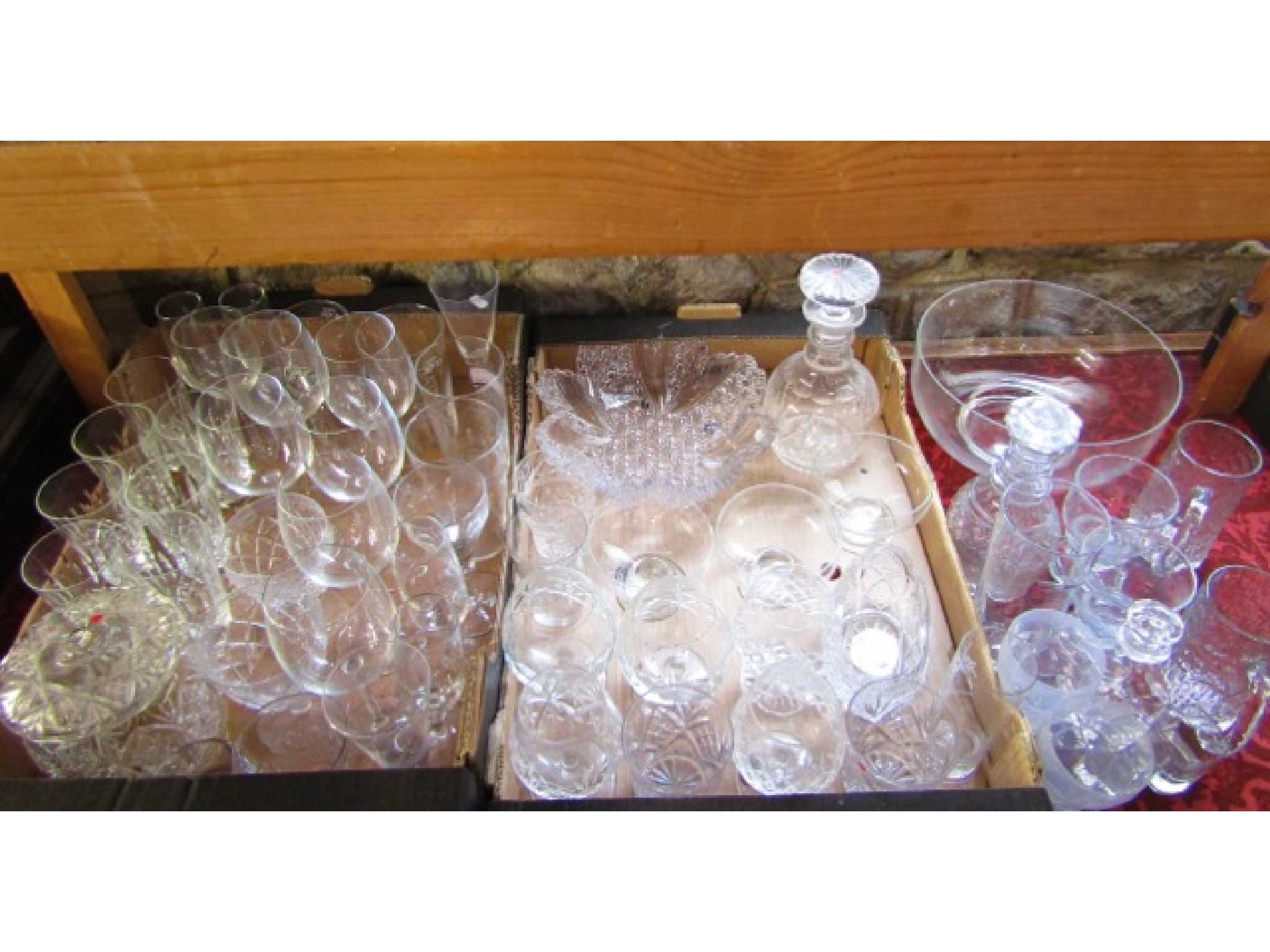 Appraisal: A mixed quantity of clear cut drinking glasses to include