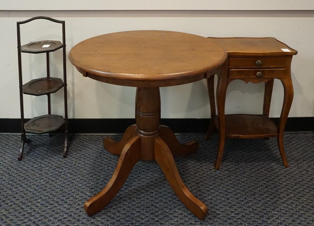 Appraisal: Mahogany Round Center Table a Provincial Style Fruitwood Side Table