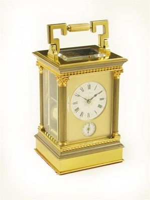 Appraisal: A French gilt and silvered brass carriage clock with alarm