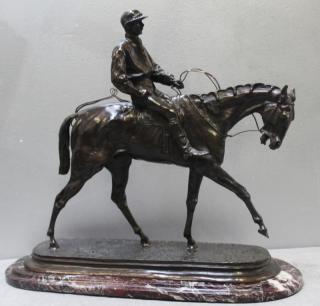 Appraisal: After Mene Bronze Horse and Jockey Sculpture Signed good quality