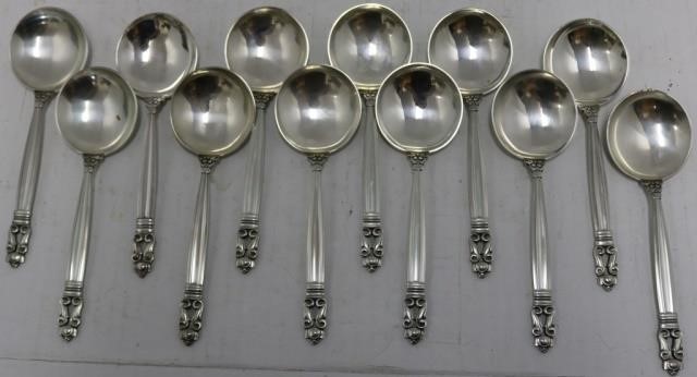 Appraisal: SET OF GEORG JENSEN SOUP SPOONS LONG OZT EXCELLENT CONDITION