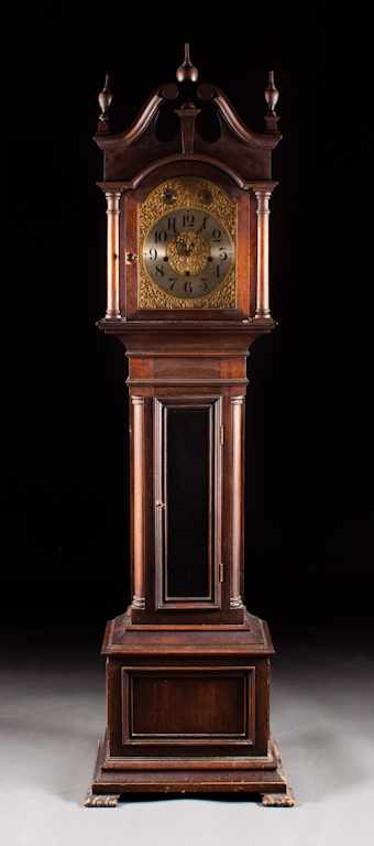 Appraisal: Colonial Revival mahogany diminutive tall-case clock Waterbury Clock Co early