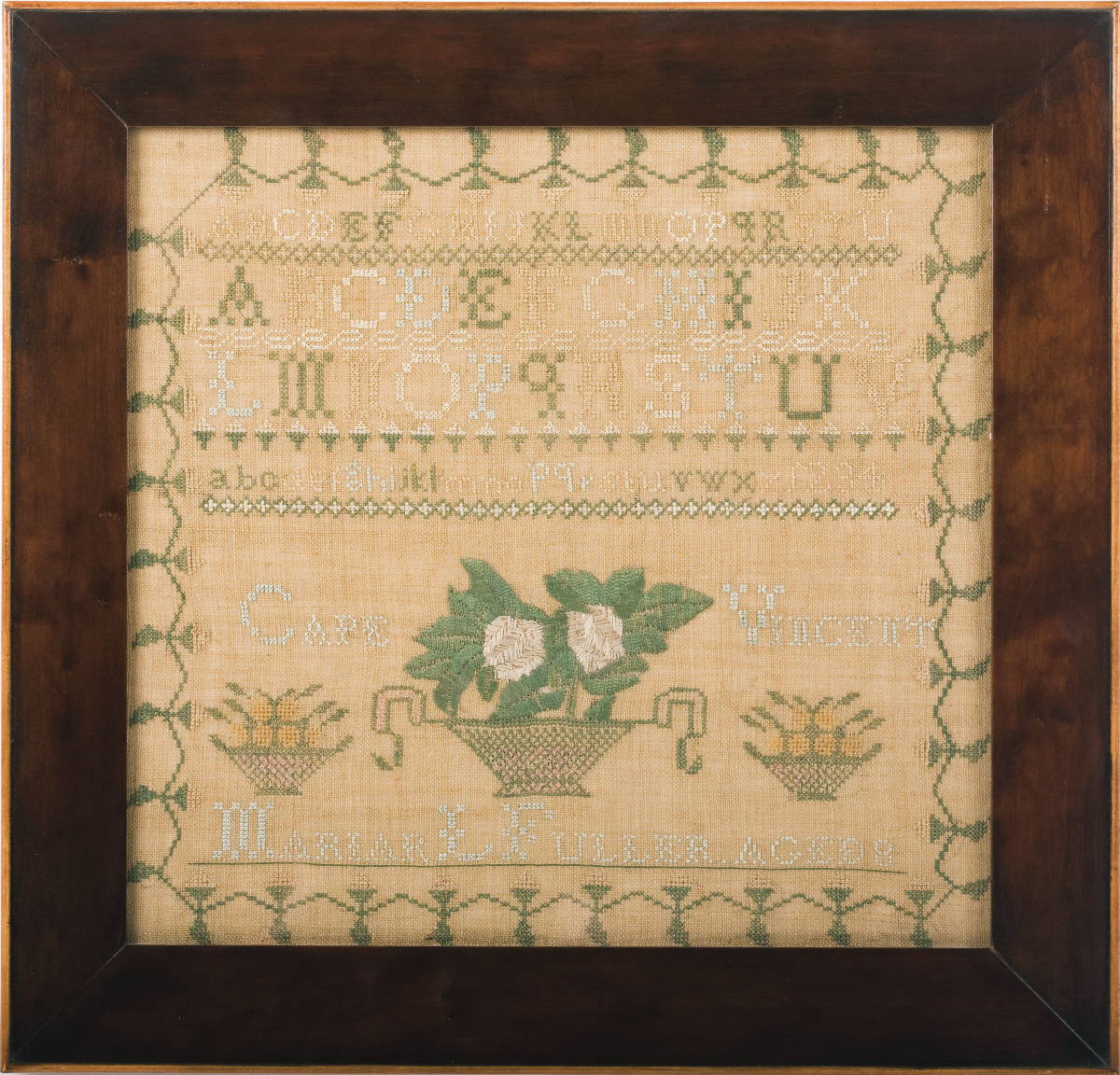 Appraisal: NEW YORK NEEDLEWORK SAMPLER BY MARIAR L FULLER Silk threads