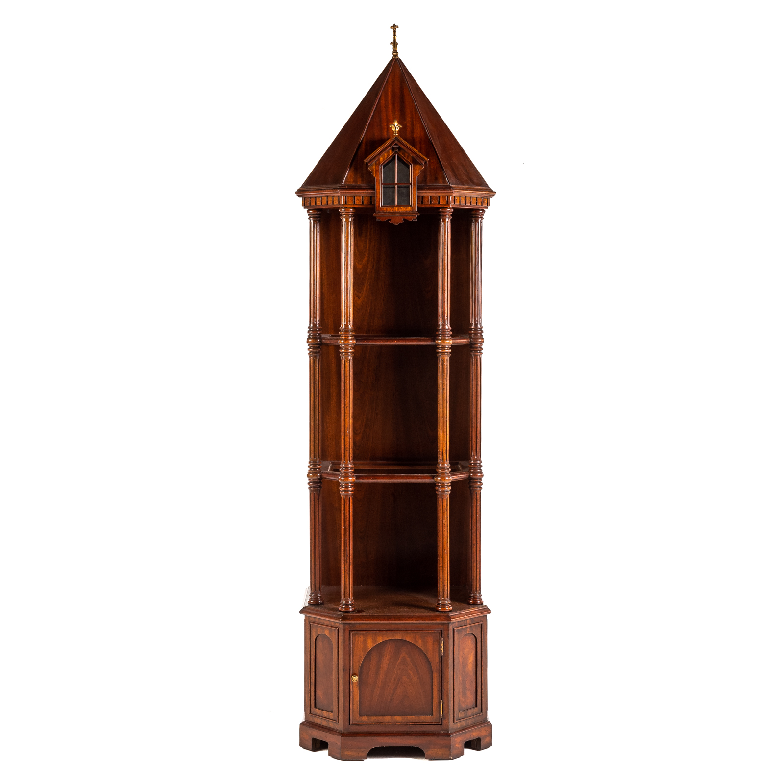 Appraisal: MAITLAND SMITH MAHOGANY CURIO CABINET th century with paneled steeple