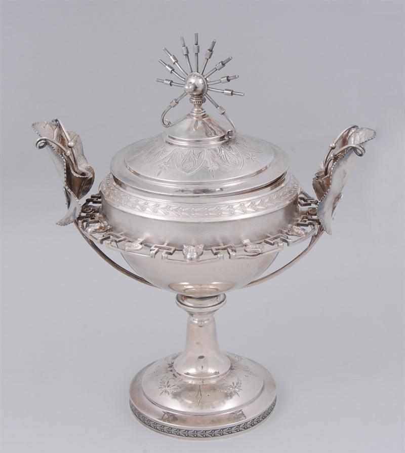 Appraisal: WOOD HUGHES SILVER STEMMED COMPOTE AND COVER Marked W H