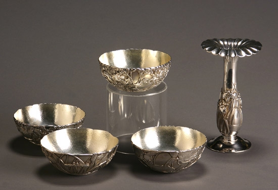 Appraisal: Group of Five Japanese Silver Table Articles First Quarter th