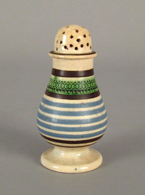 Appraisal: Mocha pepper pot th c with blue and brown bands