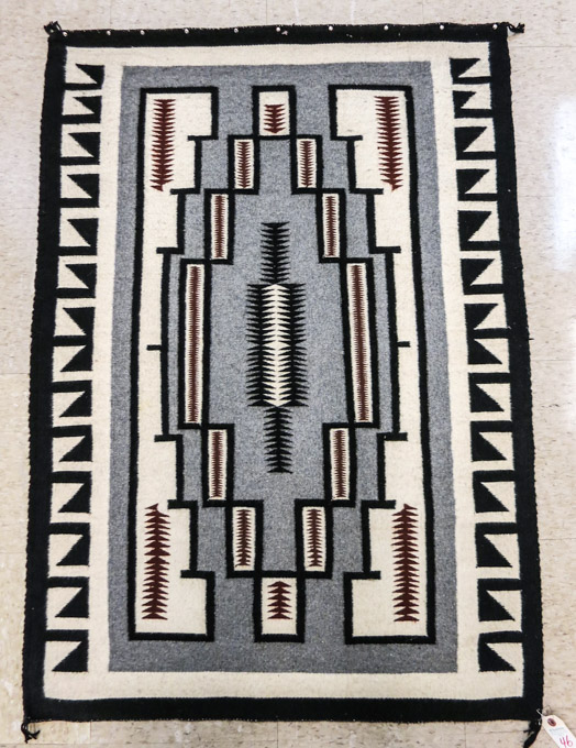 Appraisal: TWO GREY HILLS NAVAJO WEAVING hand woven natural colors include