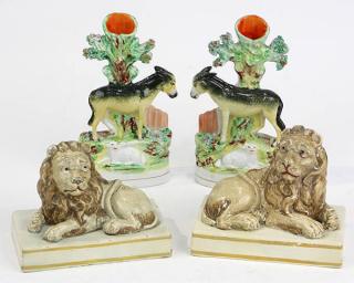 Appraisal: lot of English Staffordshire figural groups circa including a pair