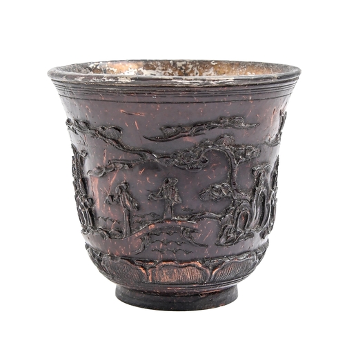 Appraisal: A Chinese carved horn beaker th c of bell shape