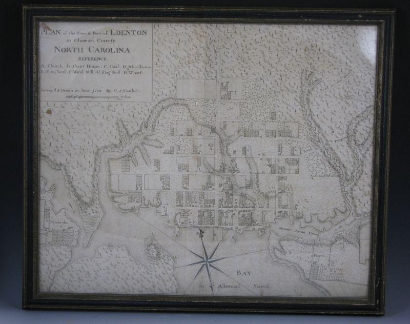 Appraisal: Framed Map Plan of the Town Port of Edenton an