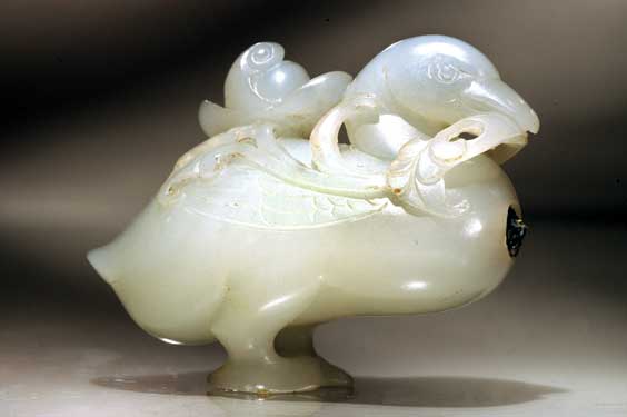 Appraisal: ANTIQUE WHITE JADE SNUFF BOTTLE Antique and very well carved