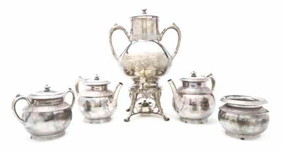 Appraisal: An Aesthetic Silverplate Tea and Coffee Service comprising a hot