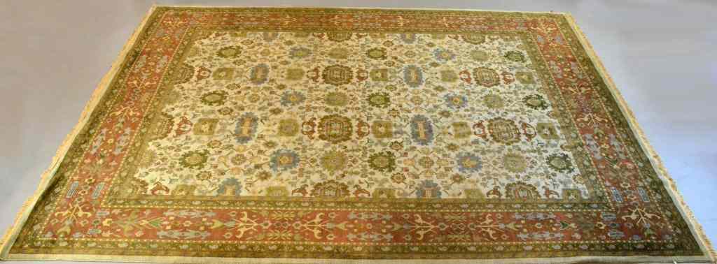 Appraisal: American Wool Hand-knotted Tribal CarpetFinely knotted to depict animals and