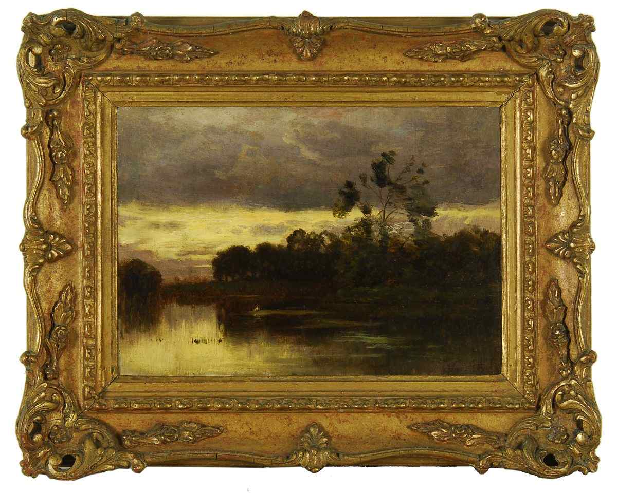 Appraisal: ERNEST PARTONAmerican - Sunset on the Lake'' Signed faintly lower