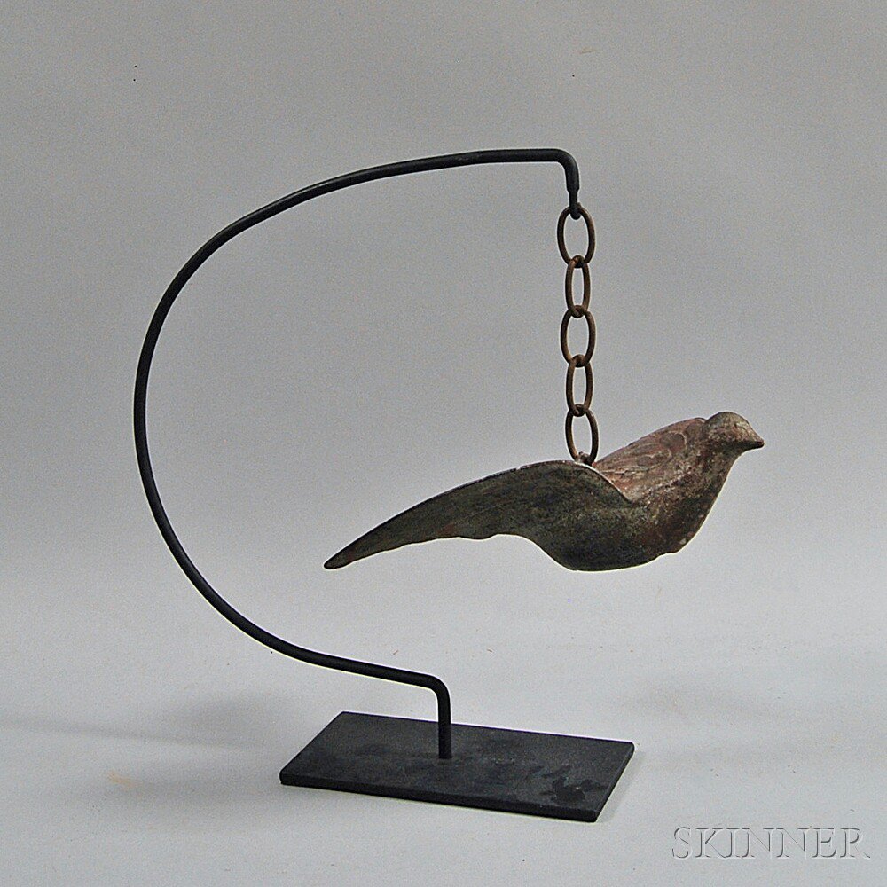 Appraisal: Red-painted Cast Metal Dove th th century with chain and