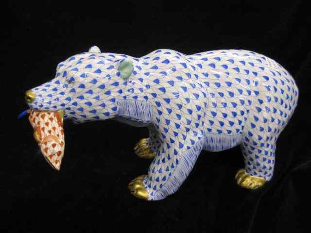 Appraisal: Herend Porcelain ''Fishnet'' Figurine ofBear with salmon blue red gold