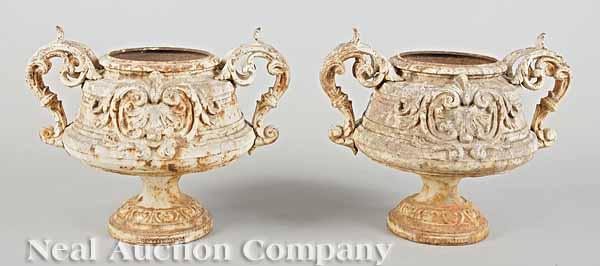 Appraisal: A Pair of Antique French Cast Iron Urns th c