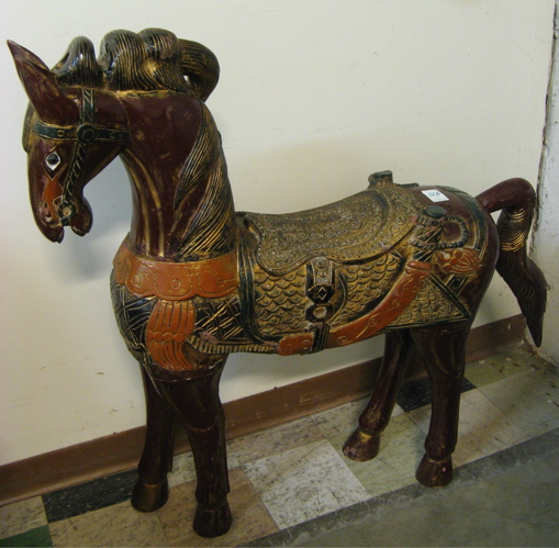 Appraisal: CARVED AND PAINTED WOOD EQUESTRIAN FLOOR SCULPTURE the standing horse