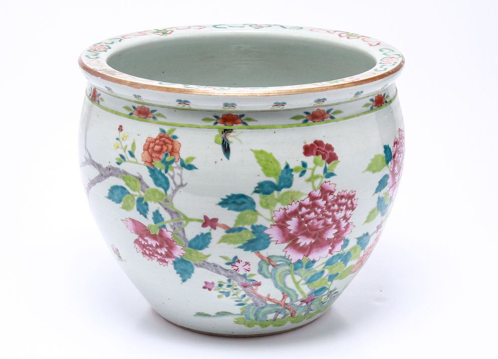 Appraisal: Chinese Export Famille Rose Porcelain Jardinere Chinese export porcelain jardinere