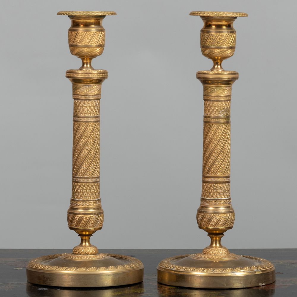 Appraisal: Pair of Charles X Ormolu Candlesticks in high John Richardson