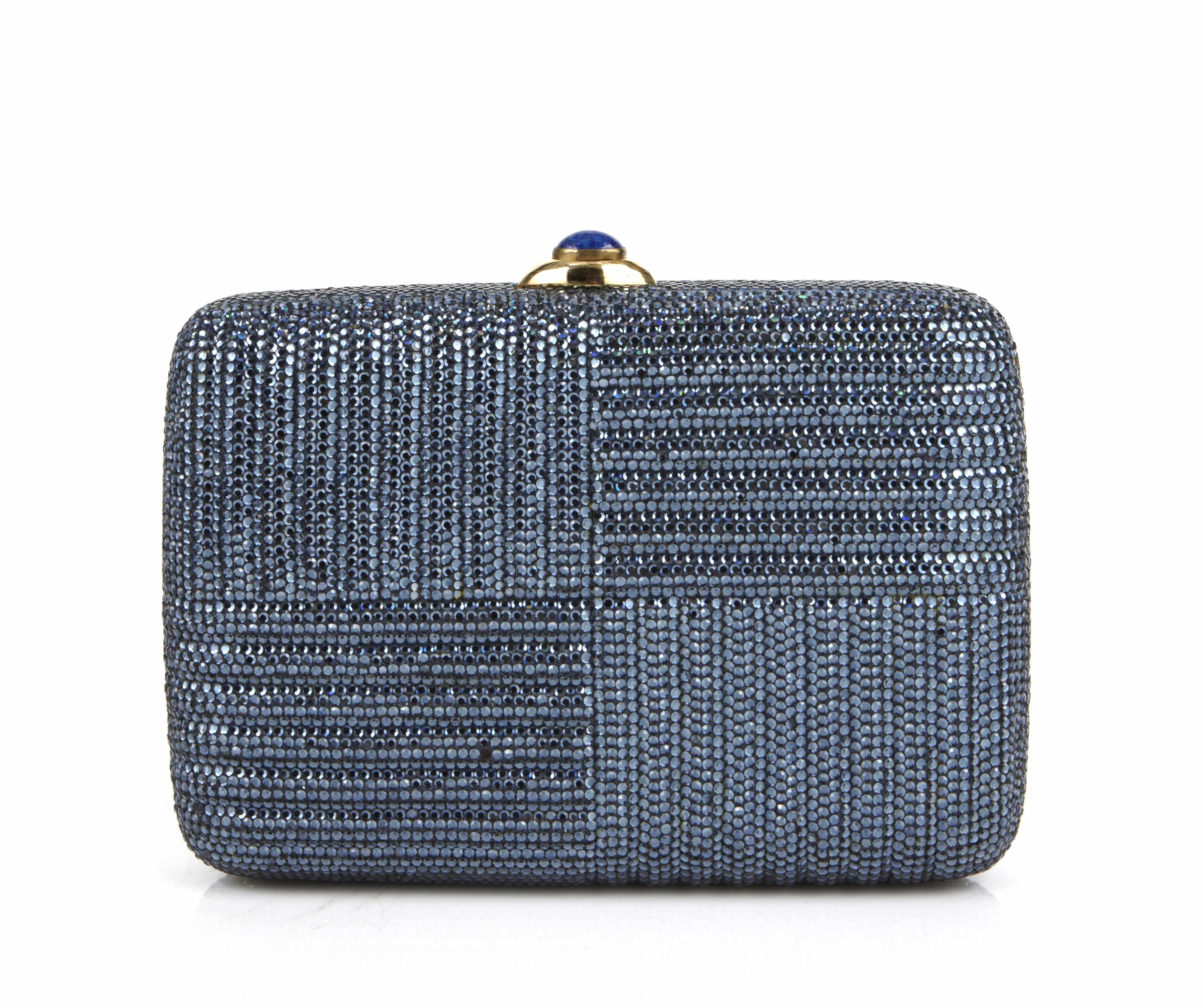 Appraisal: A rectangular blue crystal clutch purse accompanied with a signed