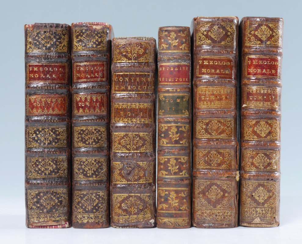 Appraisal: VOLUMES ANTIQUARIAN THEOLOGICAL LEATHER BOUND BOOKS assorted volumes each with