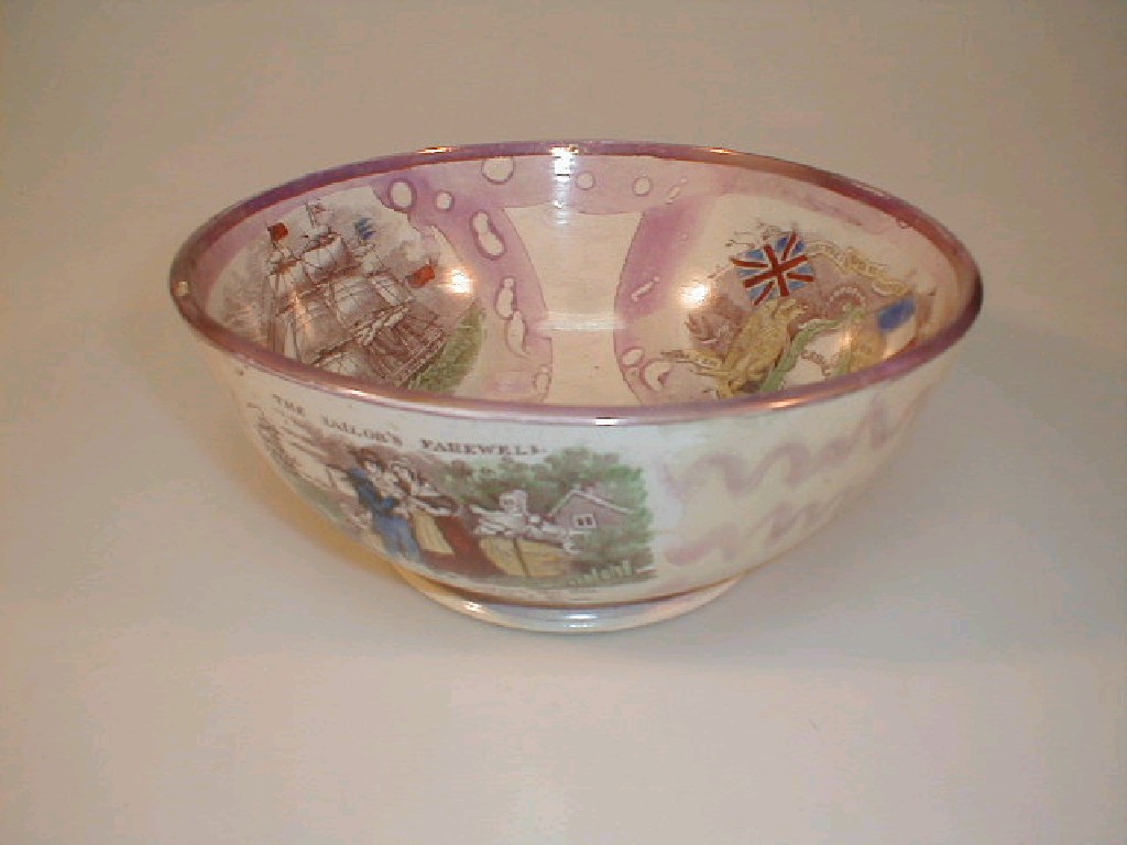 Appraisal: A late thC Sunderland lustre bowl printed and painted with