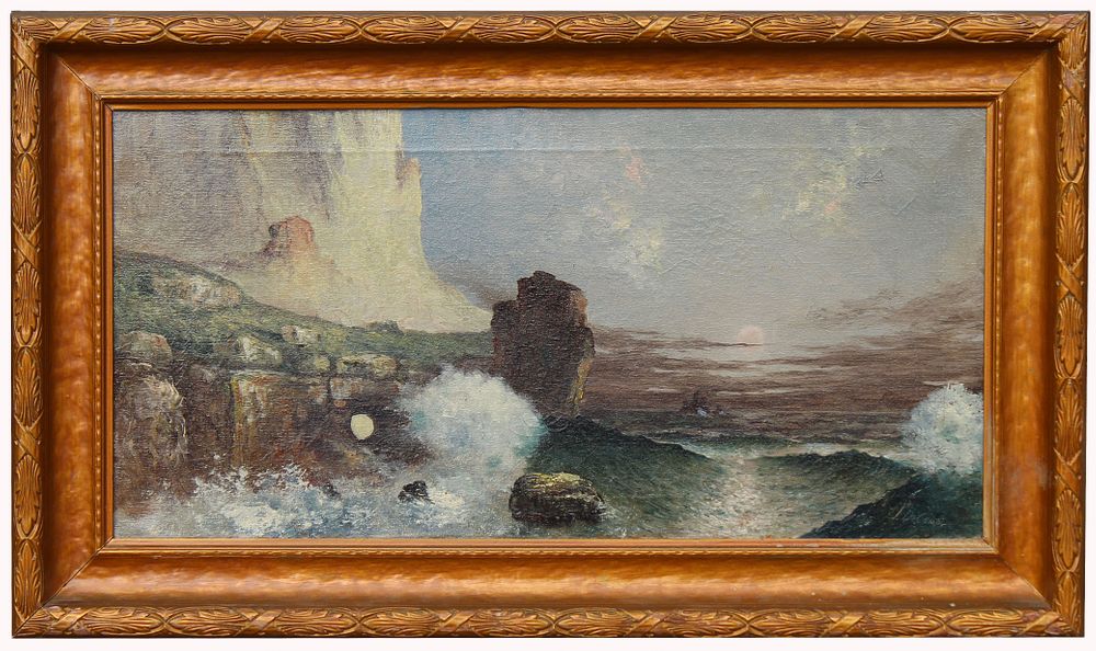 Appraisal: Decamp Signed Coastal Seascape Painting Decamp Signed Coastal Seascape Painting