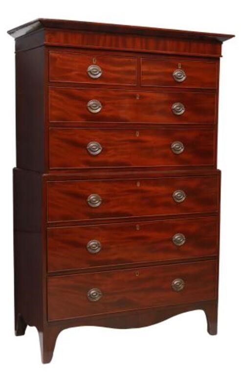 Appraisal: English Georgian period mahogany chest-on-chest late th early th c