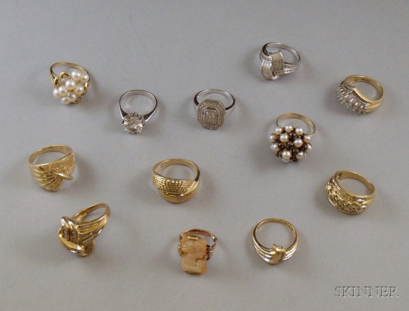 Appraisal: Twelve kt Gold Rings some gem-set