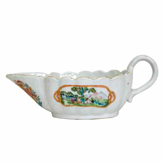 Appraisal: A Chinese Export Armorial Porcelain Sauce Boat circa Qianlong Period