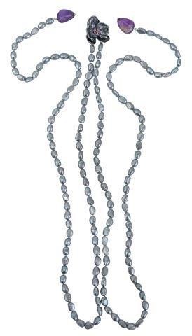 Appraisal: Orchid lariat necklace Michael Aram jewelry sterling silver and black