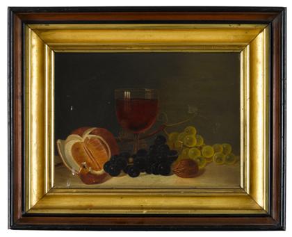 Appraisal: American School th centurystill life with fruit and glass of