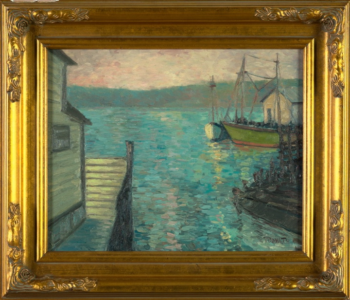 Appraisal: Michael Trovato American Contemporary Sunset at the Dock oil on