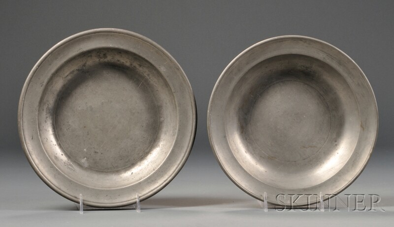 Appraisal: Two Pewter Deep Dishes Samuel Danforth Hartford Connecticut one with