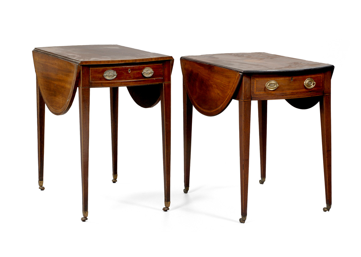 Appraisal: AMERICAN HEPPLEWHITE INLAID MAHOGANY PEMBROKE TABLE The rectangular banded top