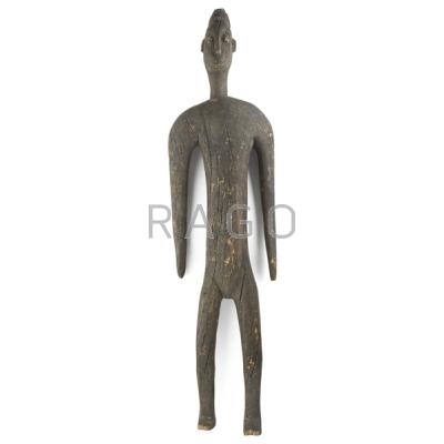 Appraisal: AFRICAN BAMANA BAMBARA CARVED WOOD FIGURE MALI Arms at side