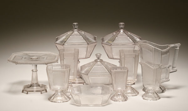 Appraisal: EAPG Pleat and Panel partial service eleven pressed glass serving