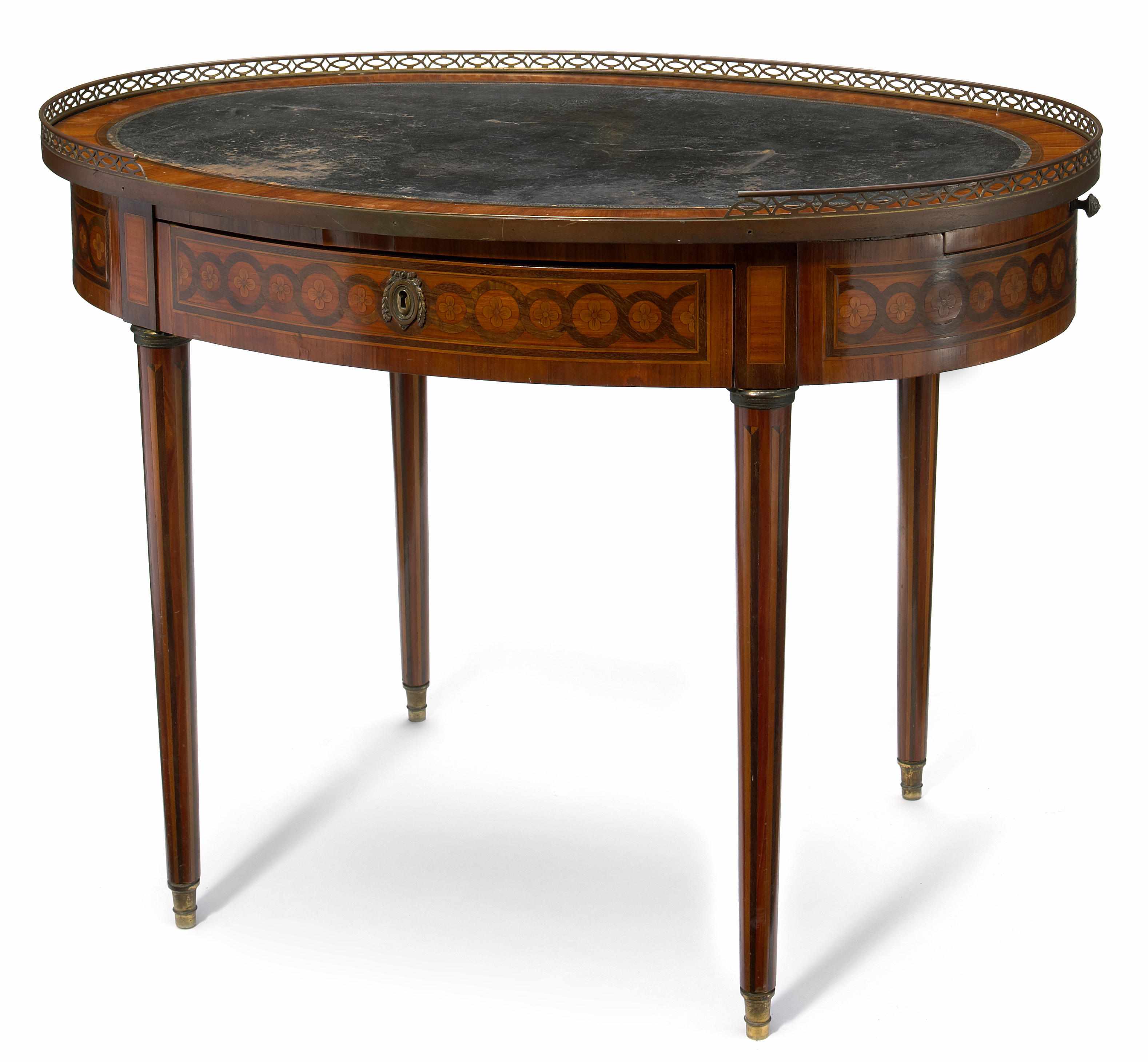 Appraisal: A Louis XVI inlaid walnut table crire fourth quarter th