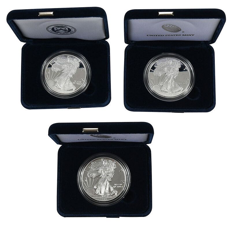 Appraisal: American Silver Eagles burnished x proofs x x x x