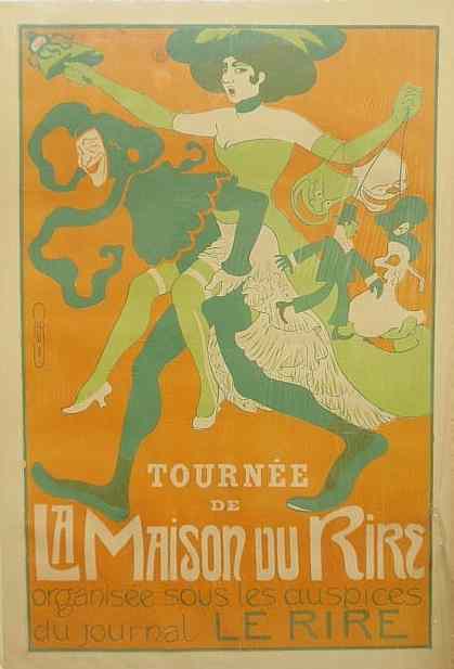 Appraisal: Rare French poster with a woman riding a clown Tourn