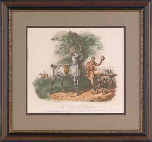 Appraisal: Pair of Contemporary French horse prints after Carle Vernet x