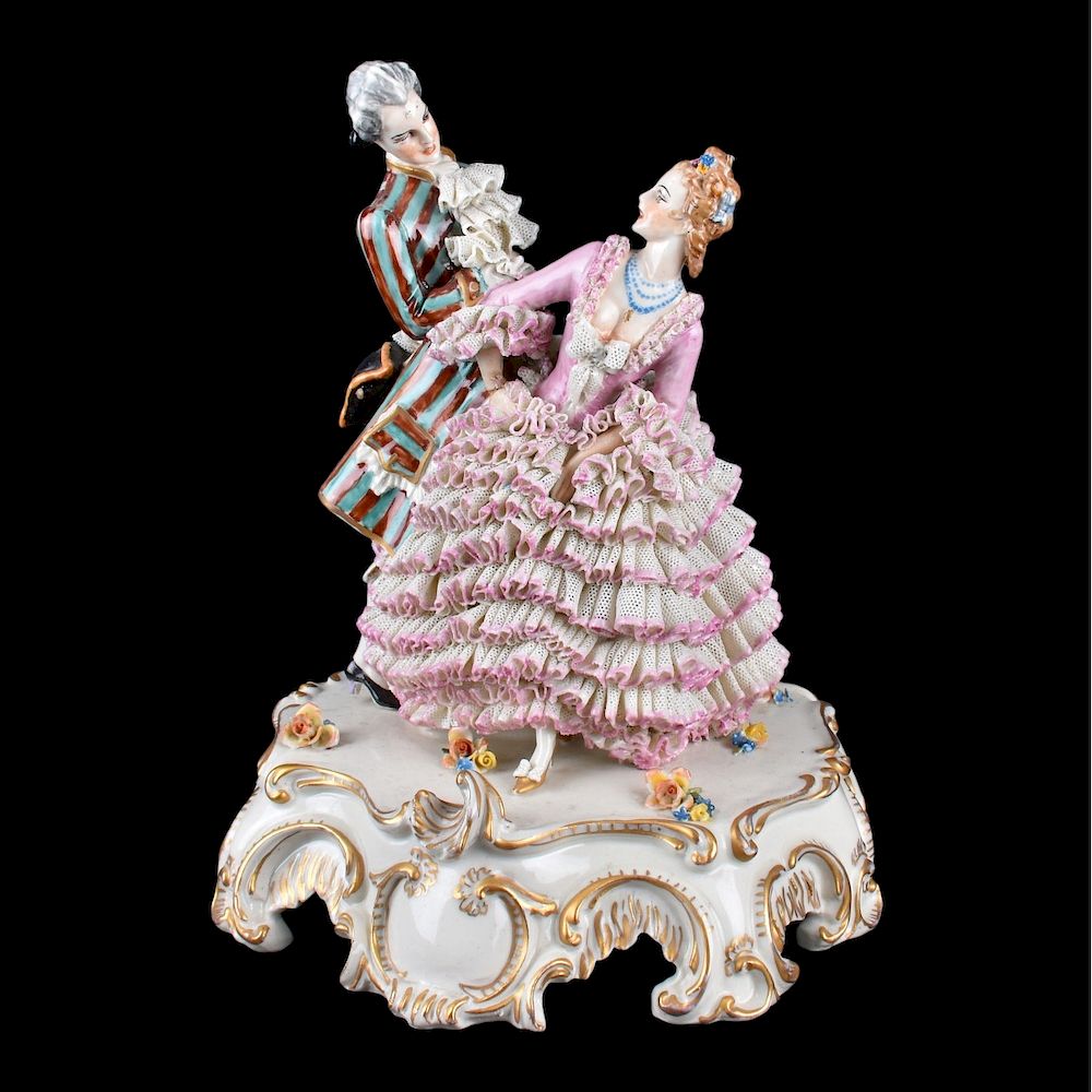 Appraisal: Vintage Capodimonte Porcelain Group Vintage Capodimonte Porcelain Group Courting Couple