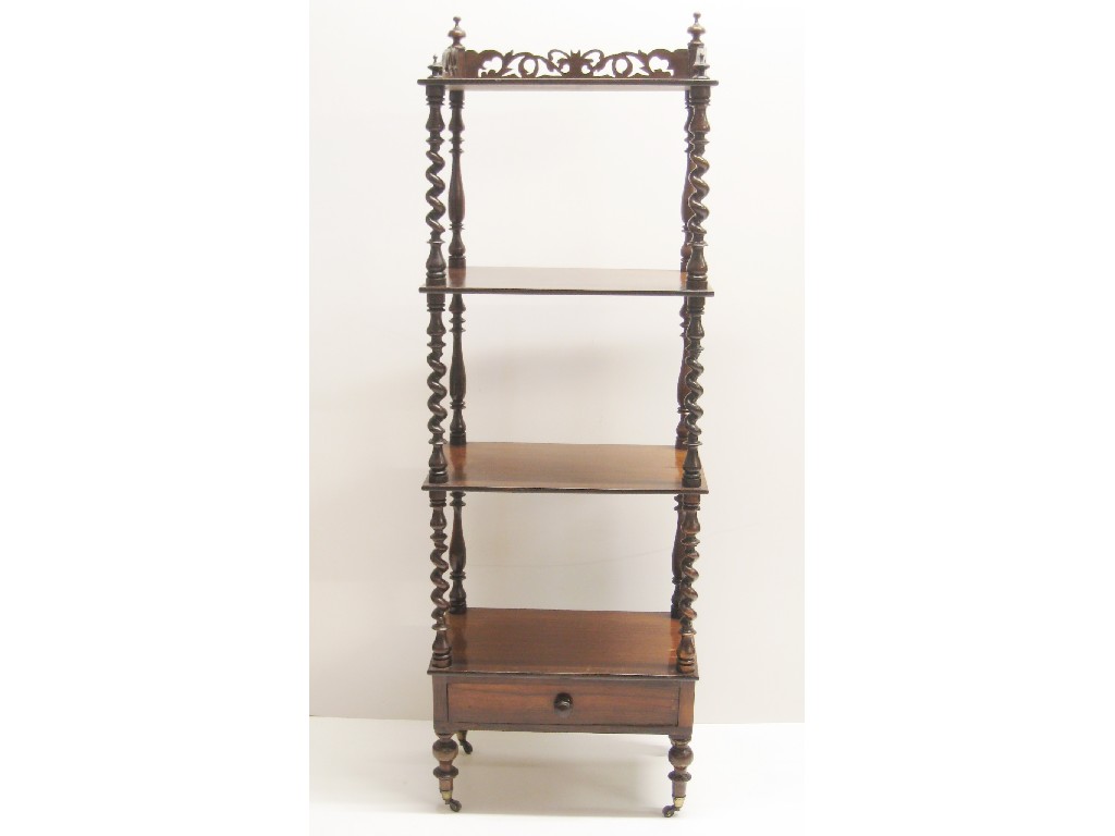 Appraisal: An early th Century rosewood four tier Whatnot with pierced